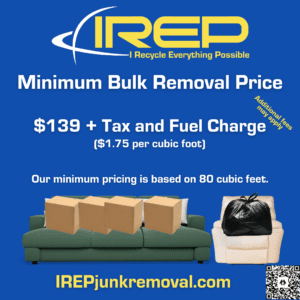 IREP Junk Removal minimum pricing and cubic footage visual Austin, TX ATX