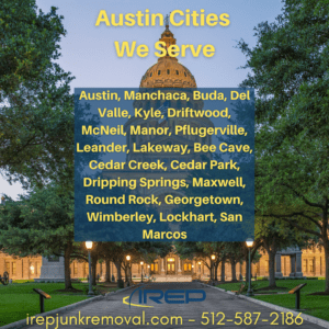 cities IREP junk removal serves in Austin, TX area