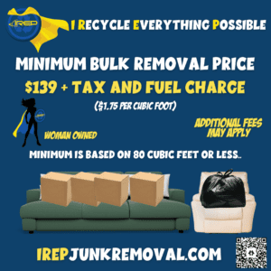 IREP Junk Removal minimum pricing and cubic footage for services